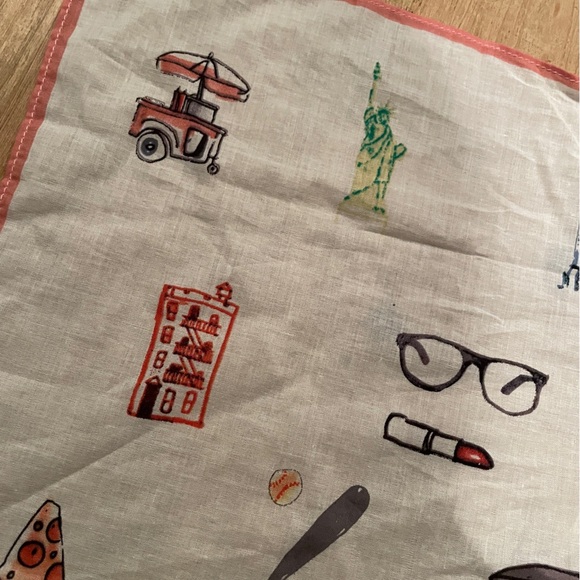 NWT J. Crew Pink White New York Theme Scarf 💯% cotton Preppy Feminine OS - Picture 5 of 7